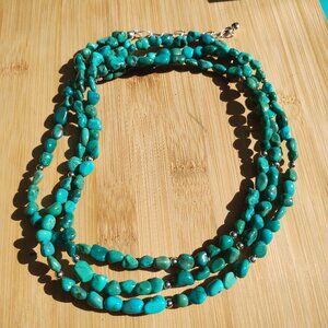 Jay King DTR mine finds 3 strand Turquoise nugget necklace 925 Sterling Silver